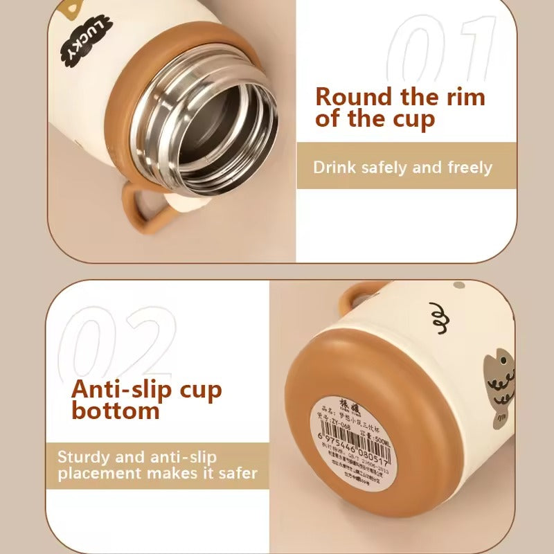 Kids Vacuum Flask Water Bottle Stainless Steel 500ml  Hot & Cold