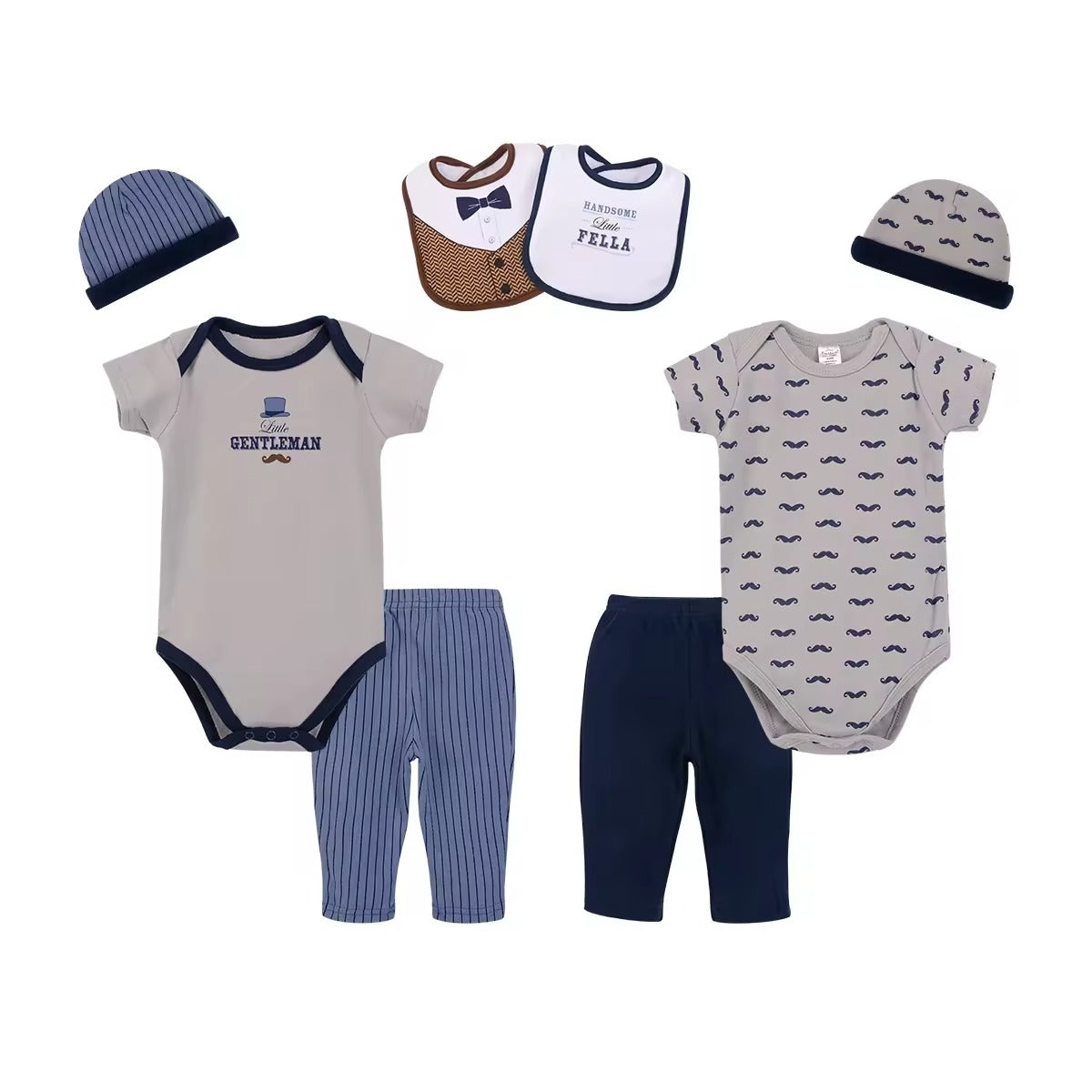 Clothing Gift Set  | Little Gentleman Baby Boy 9-Piece – 100% Cotton