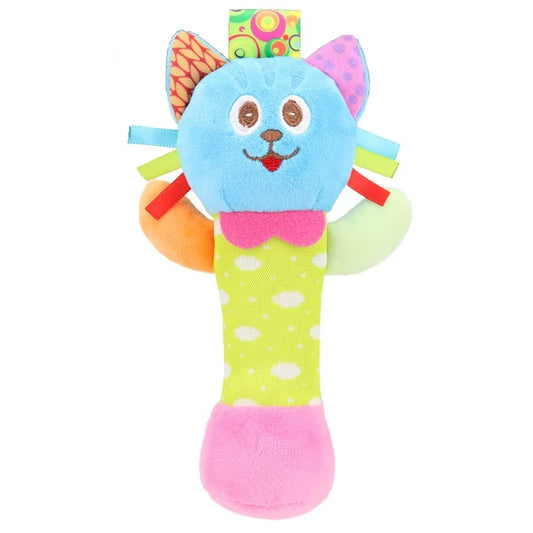Baby Rattle Toy Soft Plush  with Musical Bell – Handheld Stick Rattle