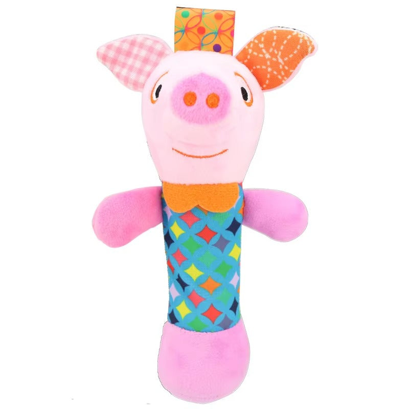 Baby Rattle Toy Soft Plush  with Musical Bell – Handheld Stick Rattle