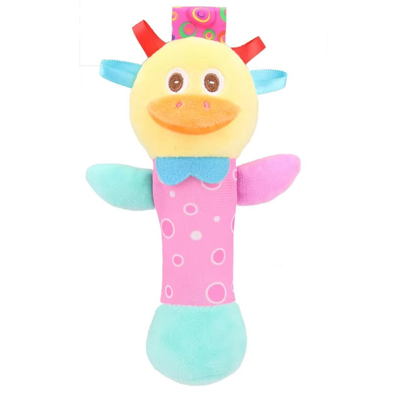 Baby Rattle Toy Soft Plush  with Musical Bell – Handheld Stick Rattle
