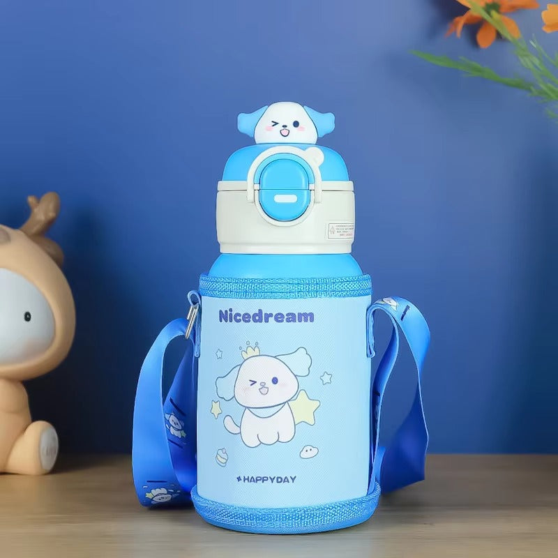 Kids Thermos Bottle 500ml Creative Cartoon Kids Stainless Steel  with Straw