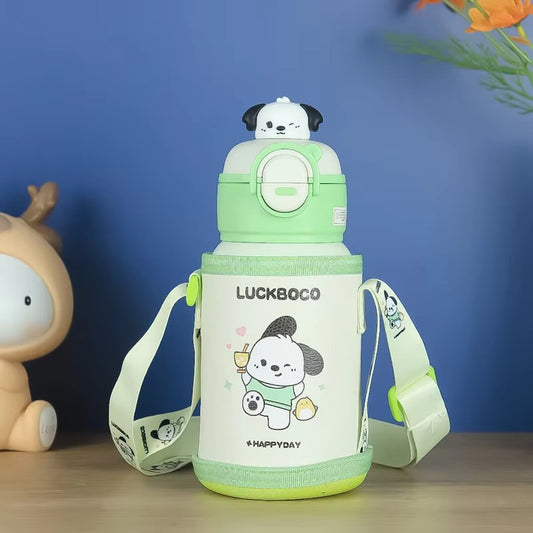Kids Thermos Bottle 500ml Creative Cartoon Kids Stainless Steel  with Straw