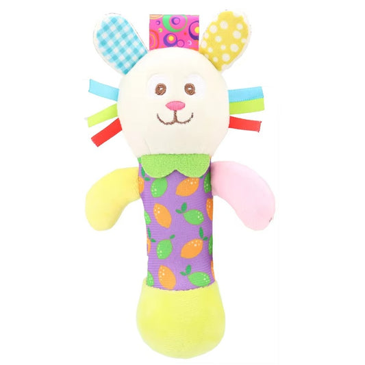 Baby Rattle Toy Soft Plush  with Musical Bell – Handheld Stick Rattle